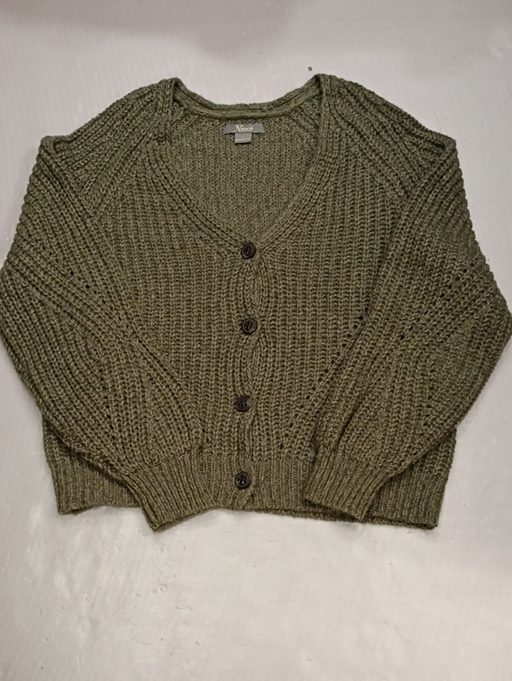 Naturals Cozy Olive Knit Button-Front Women's Sweater